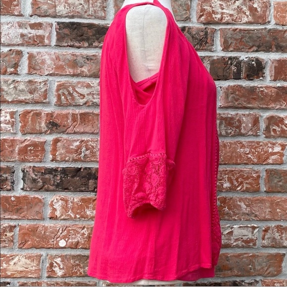 Anthropologie Figuroa & Flower hot pink lace floral top / S / EUC - Picture 7 of 10